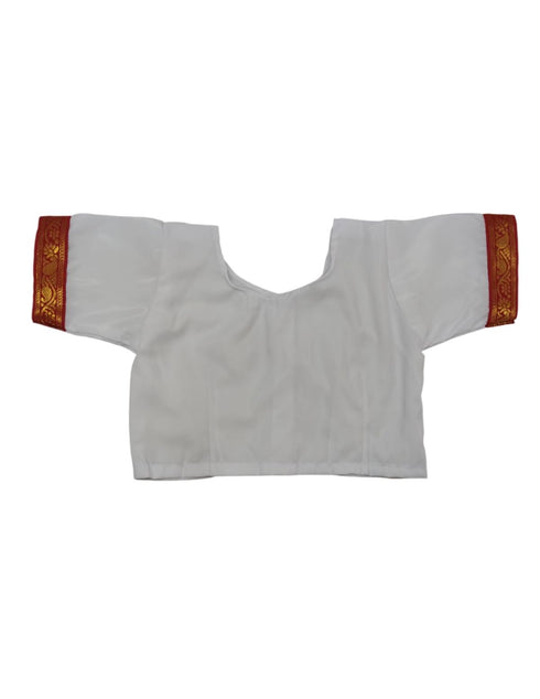 BookMyCostume Red & White Bharatanatyam Saree Indian Classical Dance Costume for Girls | Kids & Adult Fancy Dress Costume